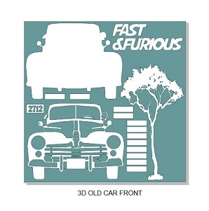 Fast and furious car  3D.  12 x 12 sheet
